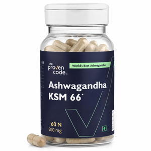 The Proven Code Ashwagandha KSM-66 capsule bottle on a white background
