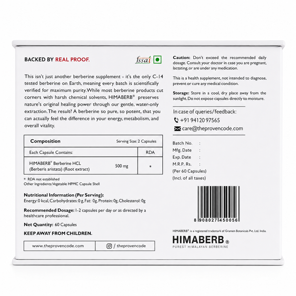 HIMABERB® Berberine HCl 97% – 500 mg